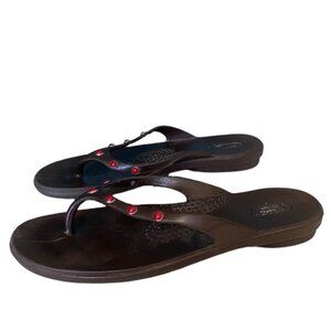 OKAB Eco-Friendly Flip Flops Made in USA Womens Sandals Size 8.5-9.5 Red Dots